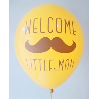Golden Yellow Welcome Little Man Printed Balloons